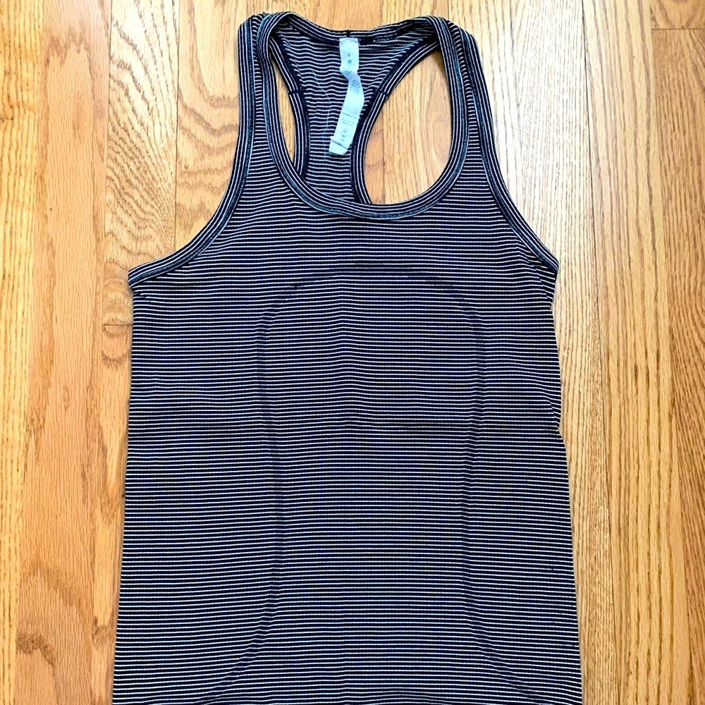 Lululemon Swiftly Tech Black & White Stripped Tank